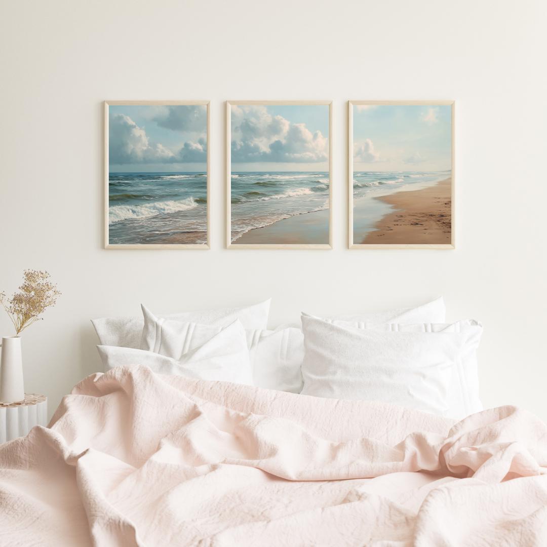 Set of 3 Ocean Beach Triptych  - Abstract Canvas Set review and price