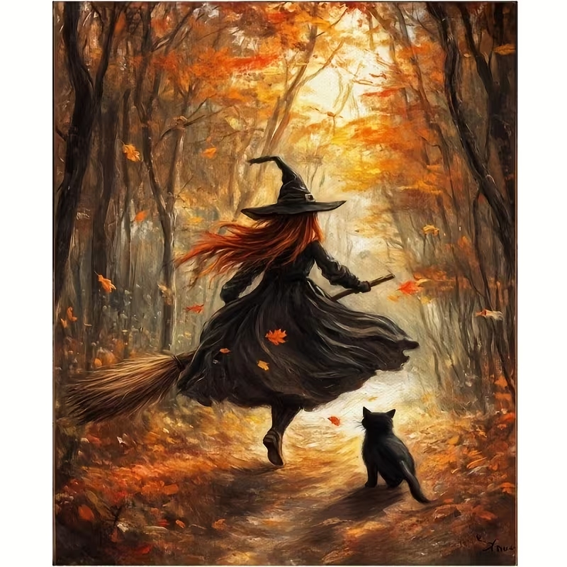 Retro Alloween Autumn Witch On - Interior Design Living Room review and price