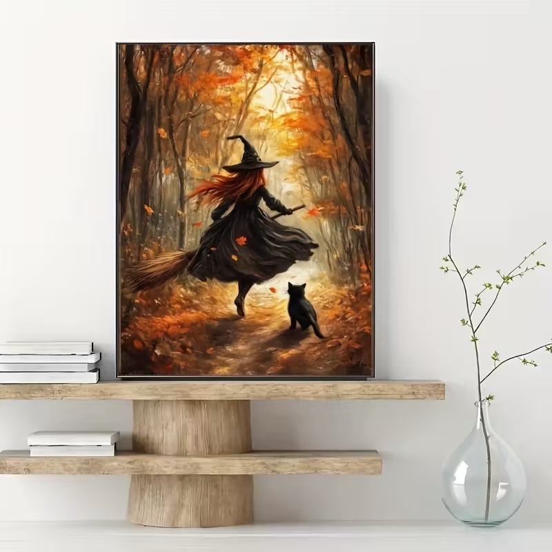Retro Alloween Autumn Witch On - Interior Design Living Room review and price
