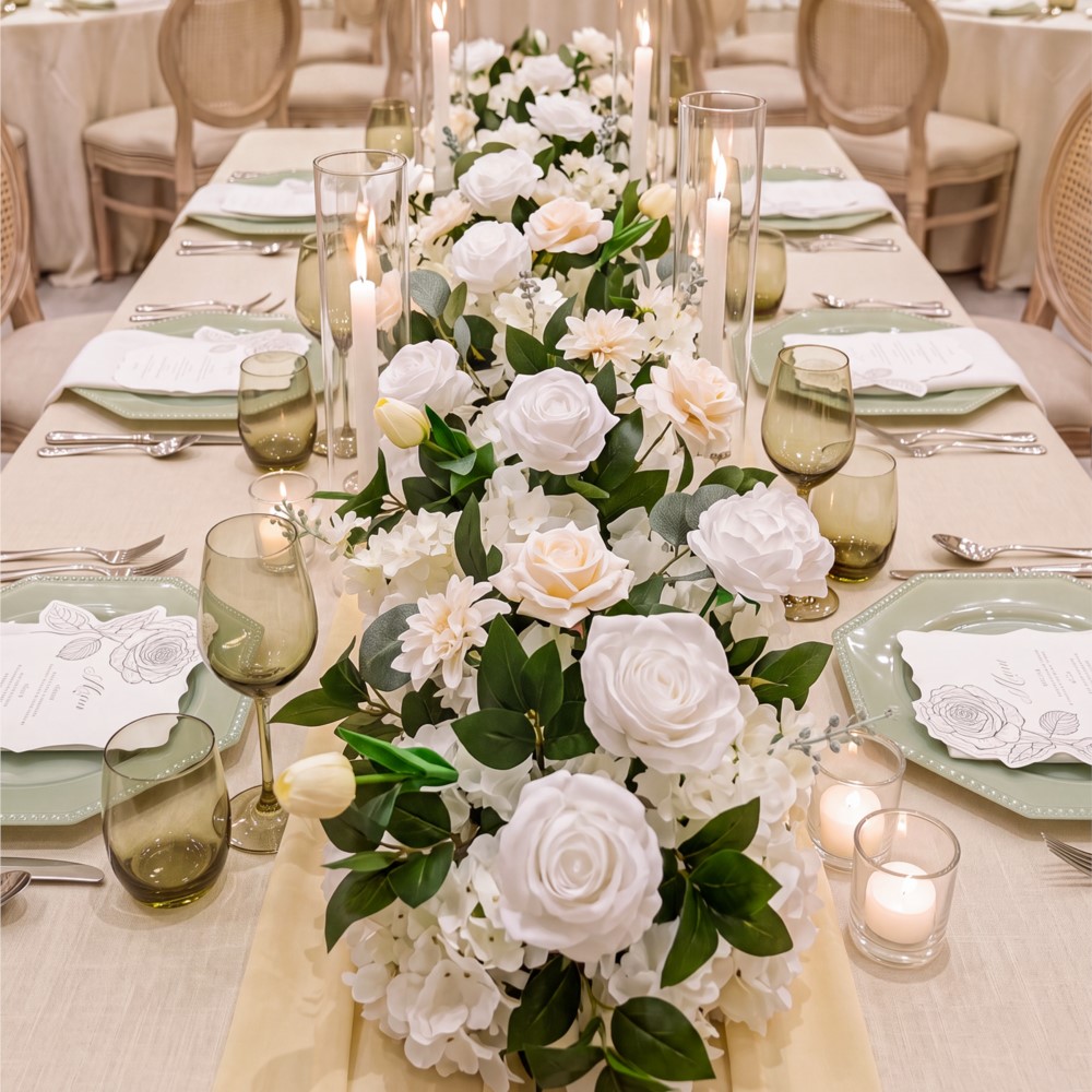 Uflower Rose Greenery Flower R - Table Runner review and price