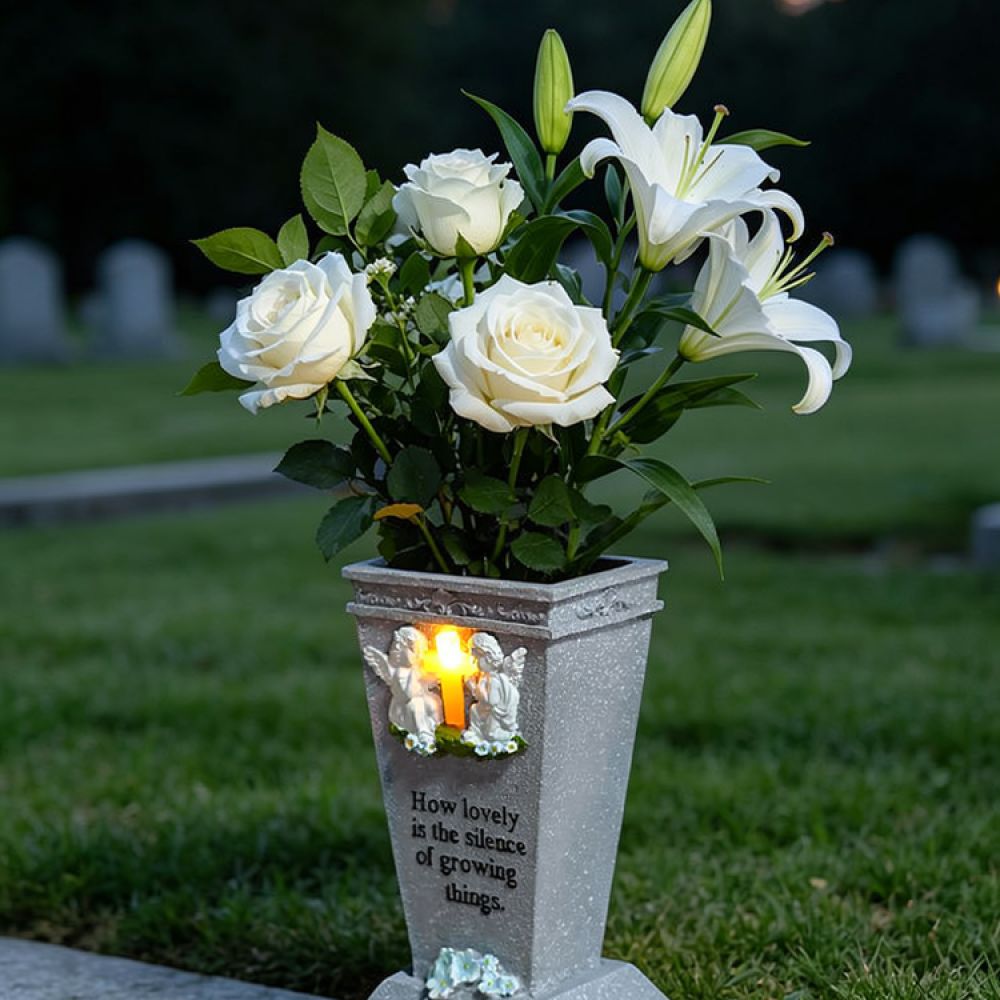 Resin Solar Cross Angel Grave  - Vase Decor review and price