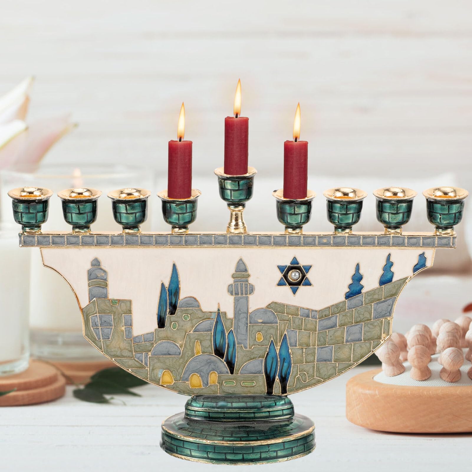 Jerusalem Menorah Hanukkah Can - Candle Holder Decor review and price